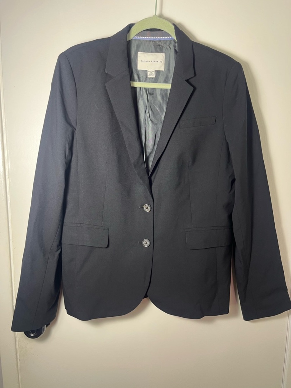 Banana Republic Black Fit Wool Blend Blazer Size 14 Career Work Academia Office